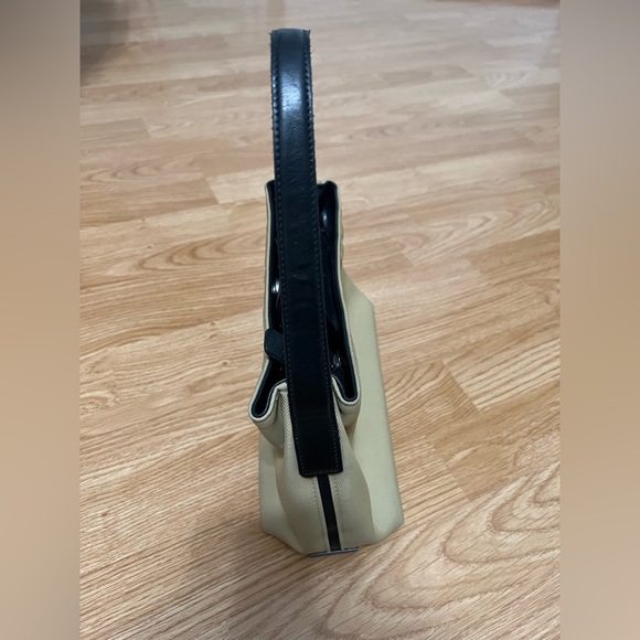 Coach Tan + Black Small Arm Purse Handbag Vintage Desinger Canvas + Leather 7417 - Picture 10 of 13